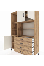 Hyperion Dolap 8 Raflı 4 Çekmeceli 3 Kapaklı 132x44x195 Çam-Aytaşı/Çam