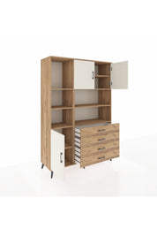 Hyperion Dolap 8 Raflı 4 Çekmeceli 3 Kapaklı 132x44x195 Çam-Aytaşı/Çam