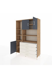 Hyperion Dolap 8 Raflı 4 Çekmeceli 3 Kapaklı 132x44x195 Çam-Antrasit/Aytaşı