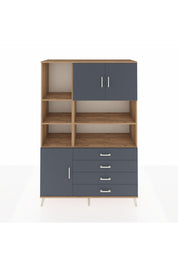 Hyperion Dolap 8 Raflı 4 Çekmeceli 3 Kapaklı 132x44x195 Çam-Antrasit/Antrasit