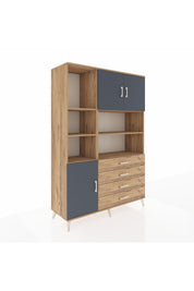 Hyperion Dolap 8 Raflı 4 Çekmeceli 3 Kapaklı 132x44x195 Çam-Antrasit/Çam
