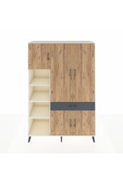 Hyperion Dolap 8 Raflı Tek Çekmeceli 5 Kapaklı 132x44x195 Aytaşı-Çam/Antrasit