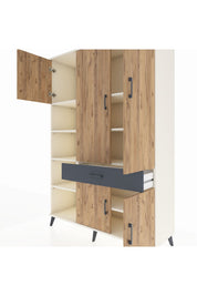 Hyperion Dolap 8 Raflı Tek Çekmeceli 5 Kapaklı 132x44x195 Aytaşı-Çam/Antrasit