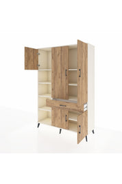 Hyperion Dolap 8 Raflı Tek Çekmeceli 5 Kapaklı 132x44x195 Aytaşı-Çam/Çam