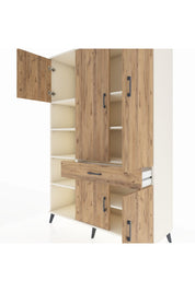 Hyperion Dolap 8 Raflı Tek Çekmeceli 5 Kapaklı 132x44x195 Aytaşı-Çam/Çam