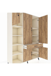 Hyperion Dolap 8 Raflı Tek Çekmeceli 5 Kapaklı 132x44x195 Aytaşı-Çam/Çam