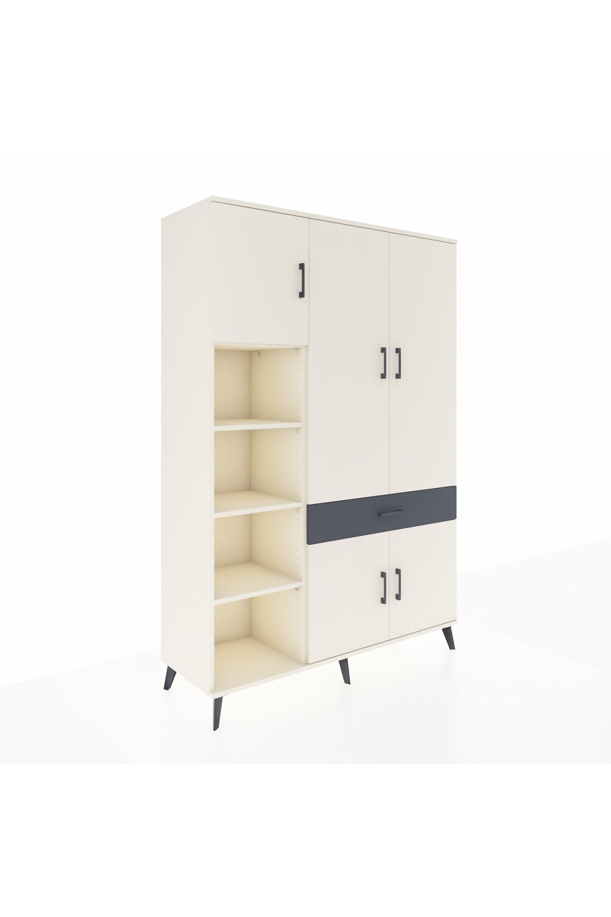 Hyperion Dolap 8 Raflı Tek Çekmeceli 5 Kapaklı 132x44x195 Aytaşı-Aytaşı/Antrasit