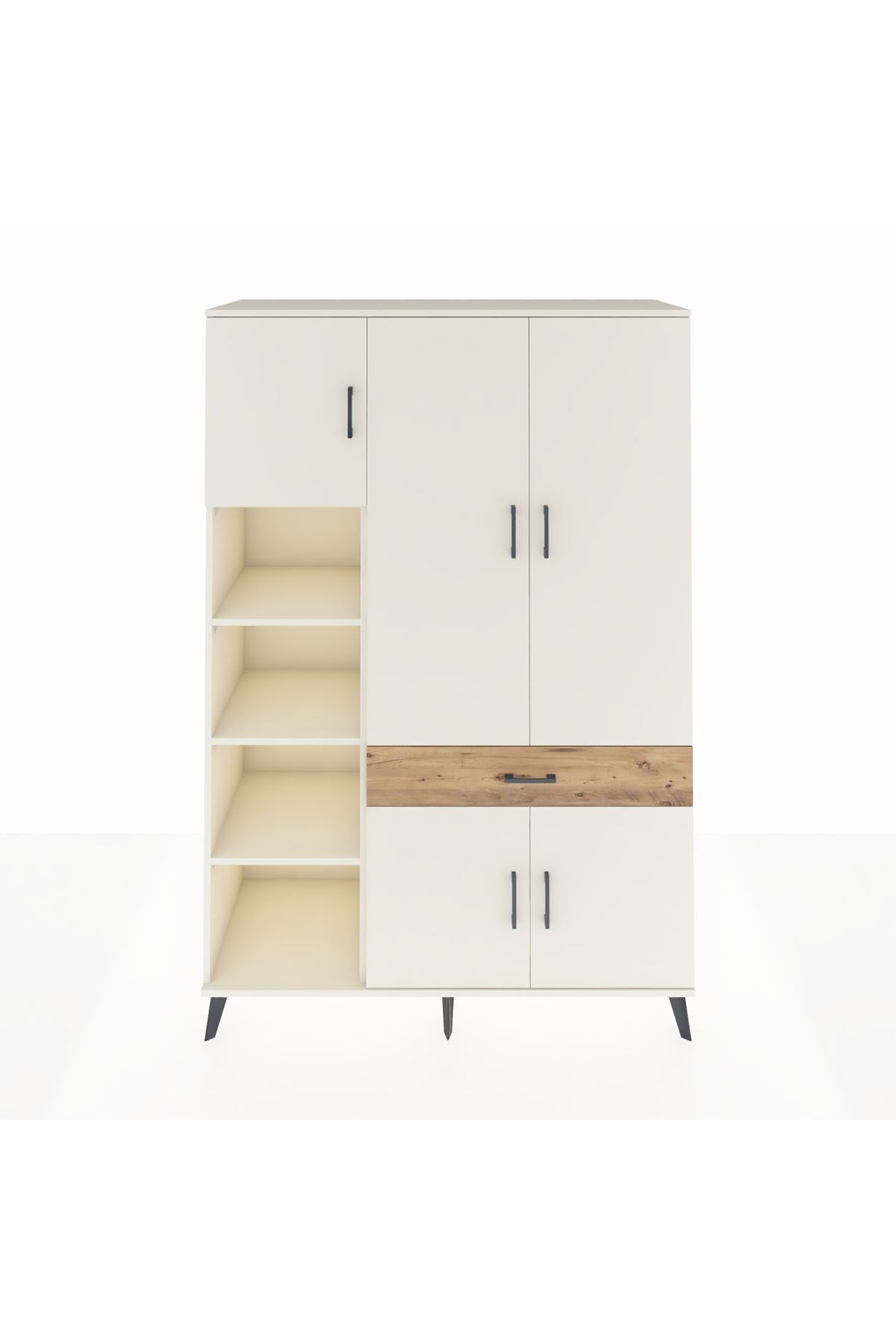 Hyperion Dolap 8 Raflı Tek Çekmeceli 5 Kapaklı 132x44x195 Aytaşı-Aytaşı/Çam