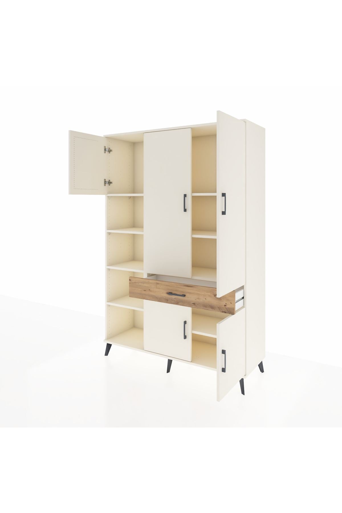 Hyperion Dolap 8 Raflı Tek Çekmeceli 5 Kapaklı 132x44x195 Aytaşı-Aytaşı/Çam