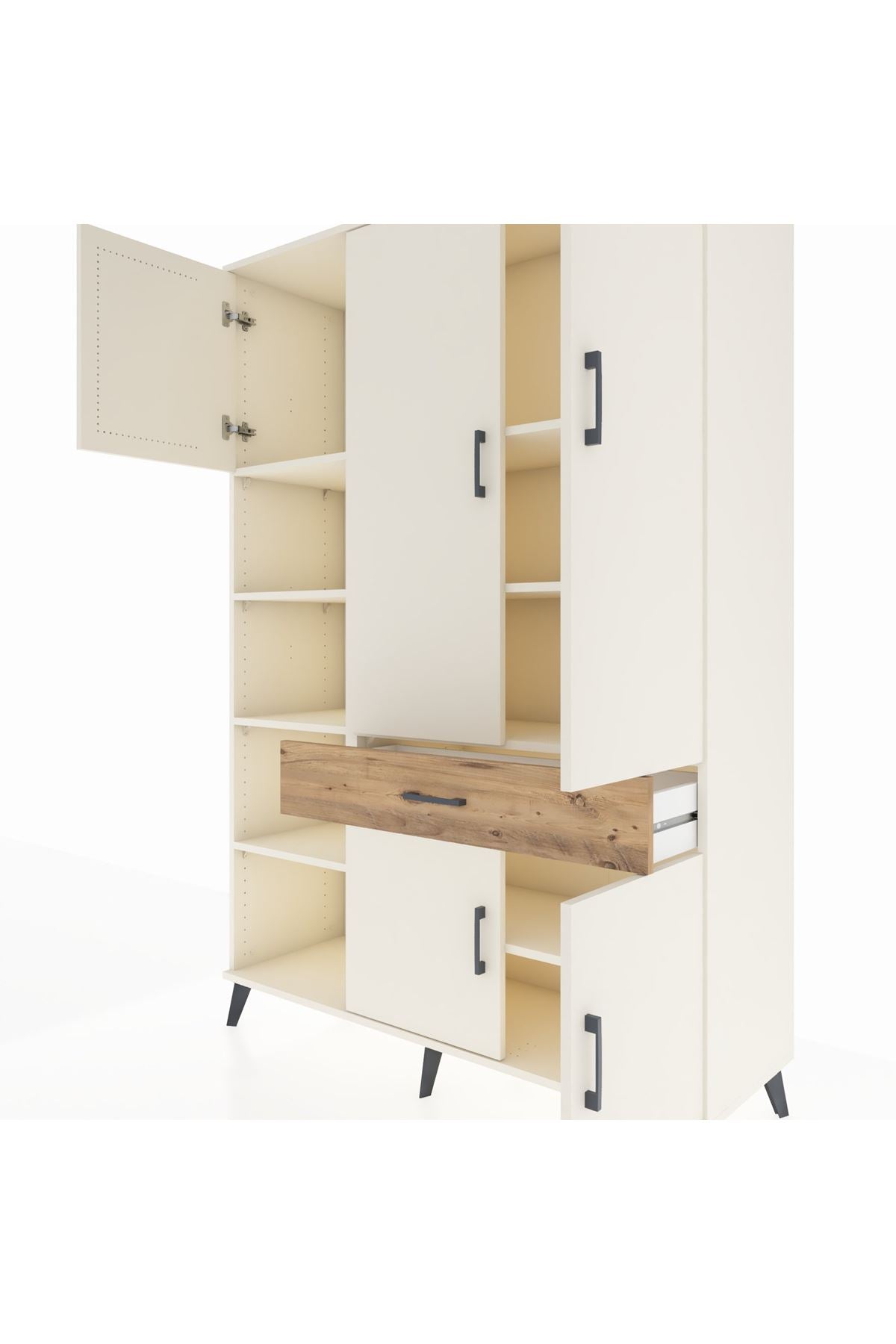 Hyperion Dolap 8 Raflı Tek Çekmeceli 5 Kapaklı 132x44x195 Aytaşı-Aytaşı/Çam