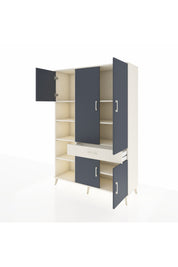 Hyperion Dolap 8 Raflı Tek Çekmeceli 5 Kapaklı 132x44x195 Aytaşı-Antrasit/Aytaşı