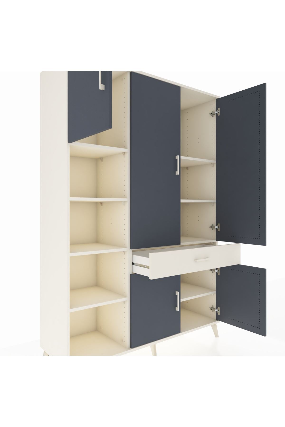 Hyperion Dolap 8 Raflı Tek Çekmeceli 5 Kapaklı 132x44x195 Aytaşı-Antrasit/Aytaşı