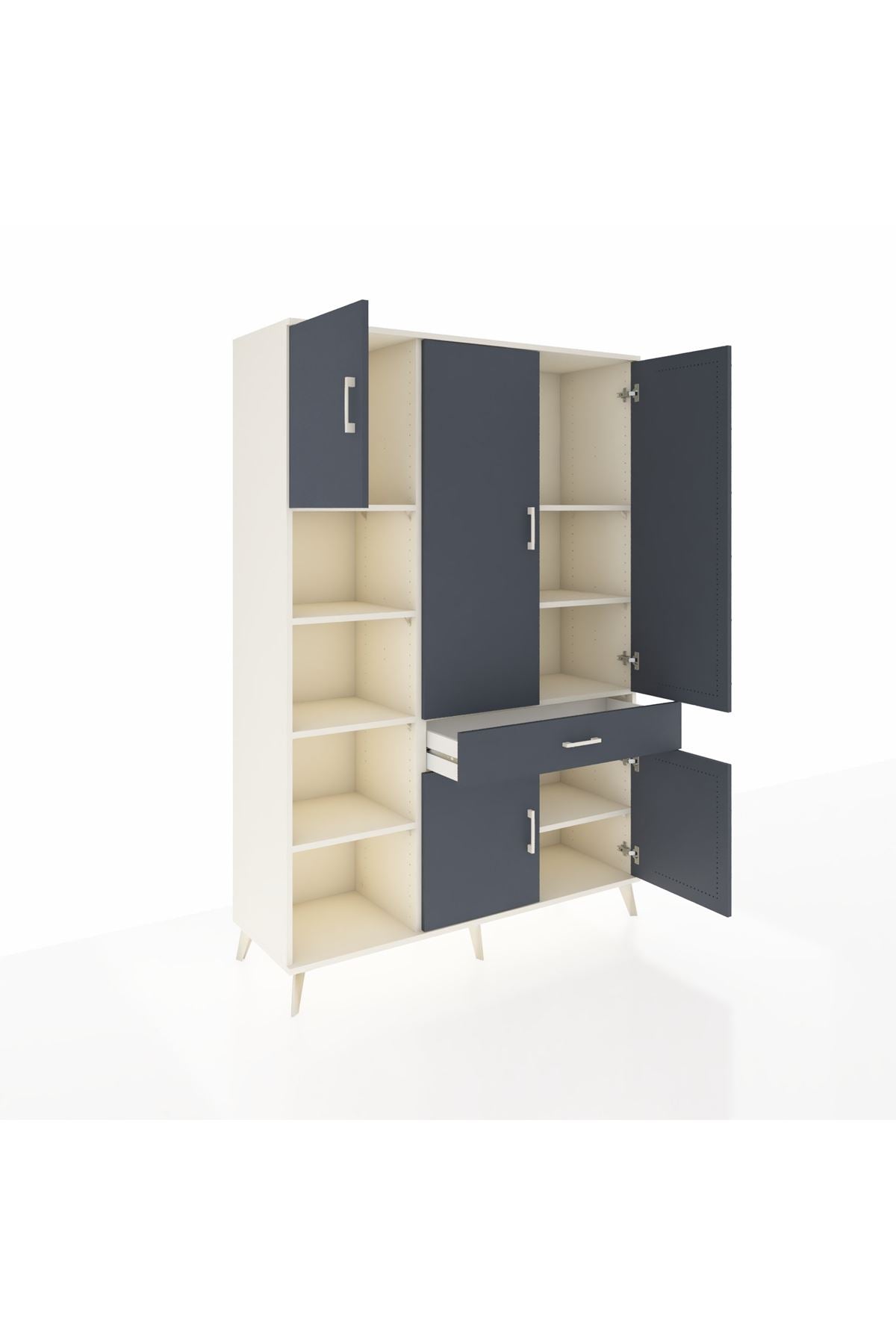 Hyperion Dolap 8 Raflı Tek Çekmeceli 5 Kapaklı 132x44x195 Aytaşı-Antrasit/Antrasit