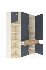 Hyperion Dolap 8 Raflı Tek Çekmeceli 5 Kapaklı 132x44x195 Aytaşı-Antrasit/Çam