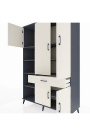 Hyperion Dolap 8 Raflı Tek Çekmeceli 5 Kapaklı 132x44x195 Antrasit-Aytaşı/Aytaşı