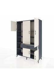 Hyperion Dolap 8 Raflı Tek Çekmeceli 5 Kapaklı 132x44x195 Antrasit-Aytaşı/Antrasit