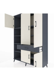 Hyperion Dolap 8 Raflı Tek Çekmeceli 5 Kapaklı 132x44x195 Antrasit-Aytaşı/Antrasit