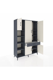 Hyperion Dolap 8 Raflı Tek Çekmeceli 5 Kapaklı 132x44x195 Antrasit-Aytaşı/Antrasit