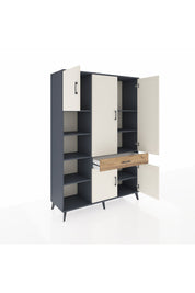 Hyperion Dolap 8 Raflı Tek Çekmeceli 5 Kapaklı 132x44x195 Antrasit-Aytaşı/Çam