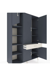 Hyperion Dolap 8 Raflı Tek Çekmeceli 5 Kapaklı 132x44x195 Antrasit-Antrasit/Aytaşı