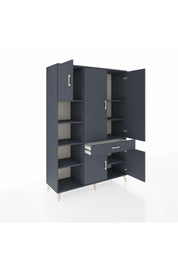 Hyperion Dolap 8 Raflı Tek Çekmeceli 5 Kapaklı 132x44x195 Antrasit-Antrasit/Antrasit