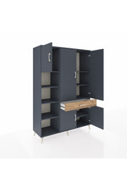 Hyperion Dolap 8 Raflı Tek Çekmeceli 5 Kapaklı 132x44x195 Antrasit-Antrasit/Çam