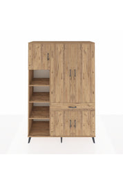 Hyperion Dolap 8 Raflı Tek Çekmeceli 5 Kapaklı 132x44x195 Çam-Çam/Çam