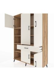 Hyperion Dolap 8 Raflı Tek Çekmeceli 5 Kapaklı 132x44x195 Çam-Aytaşı/Aytaşı