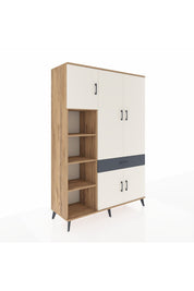 Hyperion Dolap 8 Raflı Tek Çekmeceli 5 Kapaklı 132x44x195 Çam-Aytaşı/Antrasit