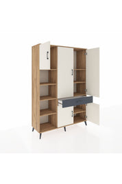 Hyperion Dolap 8 Raflı Tek Çekmeceli 5 Kapaklı 132x44x195 Çam-Aytaşı/Antrasit