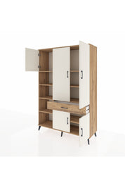 Hyperion Dolap 8 Raflı Tek Çekmeceli 5 Kapaklı 132x44x195 Çam-Aytaşı/Çam