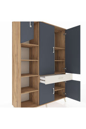 Hyperion Dolap 8 Raflı Tek Çekmeceli 5 Kapaklı 132x44x195 Çam-Antrasit/Aytaşı