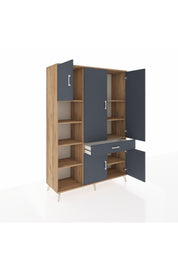 Hyperion Dolap 8 Raflı Tek Çekmeceli 5 Kapaklı 132x44x195 Çam-Antrasit/Antrasit