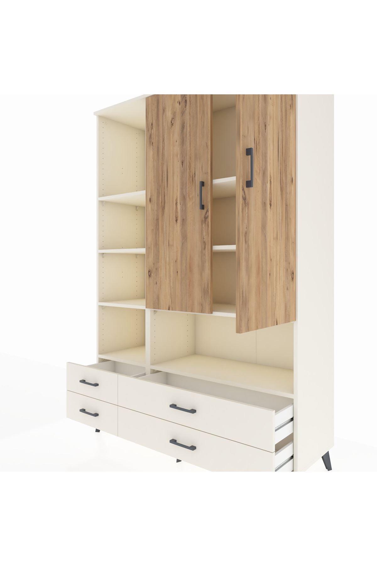 Hyperion Dolap 8 Raflı 4 Çekmeceli 2 Kapaklı 132x44x195 Aytaşı-Çam/Aytaşı