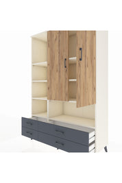 Hyperion Dolap 8 Raflı 4 Çekmeceli 2 Kapaklı 132x44x195 Aytaşı-Çam/Antrasit