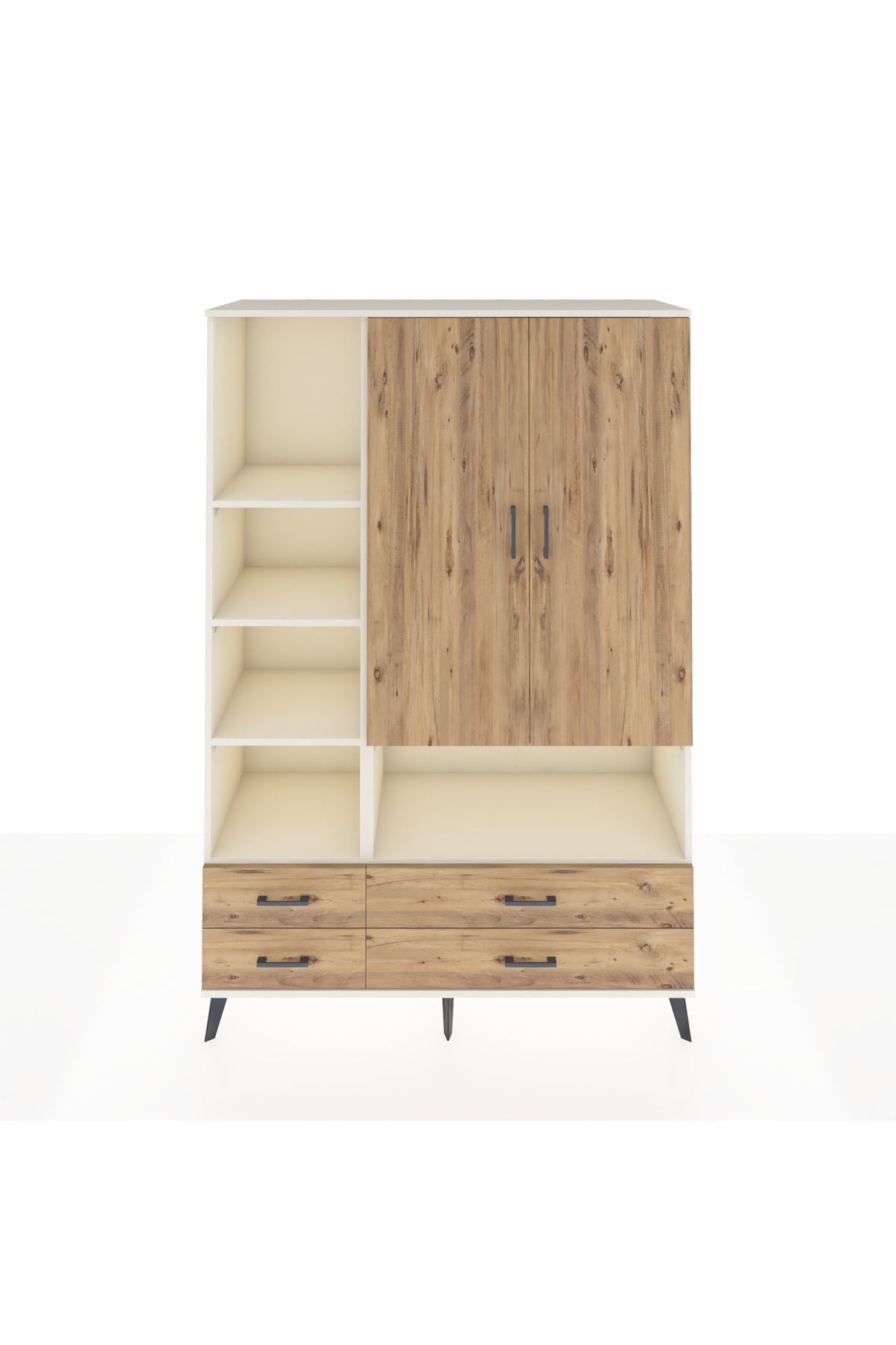 Hyperion Dolap 8 Raflı 4 Çekmeceli 2 Kapaklı 132x44x195 Aytaşı-Çam/Çam