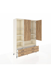 Hyperion Dolap 8 Raflı 4 Çekmeceli 2 Kapaklı 132x44x195 Aytaşı-Çam/Çam