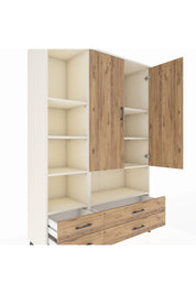 Hyperion Dolap 8 Raflı 4 Çekmeceli 2 Kapaklı 132x44x195 Aytaşı-Çam/Çam