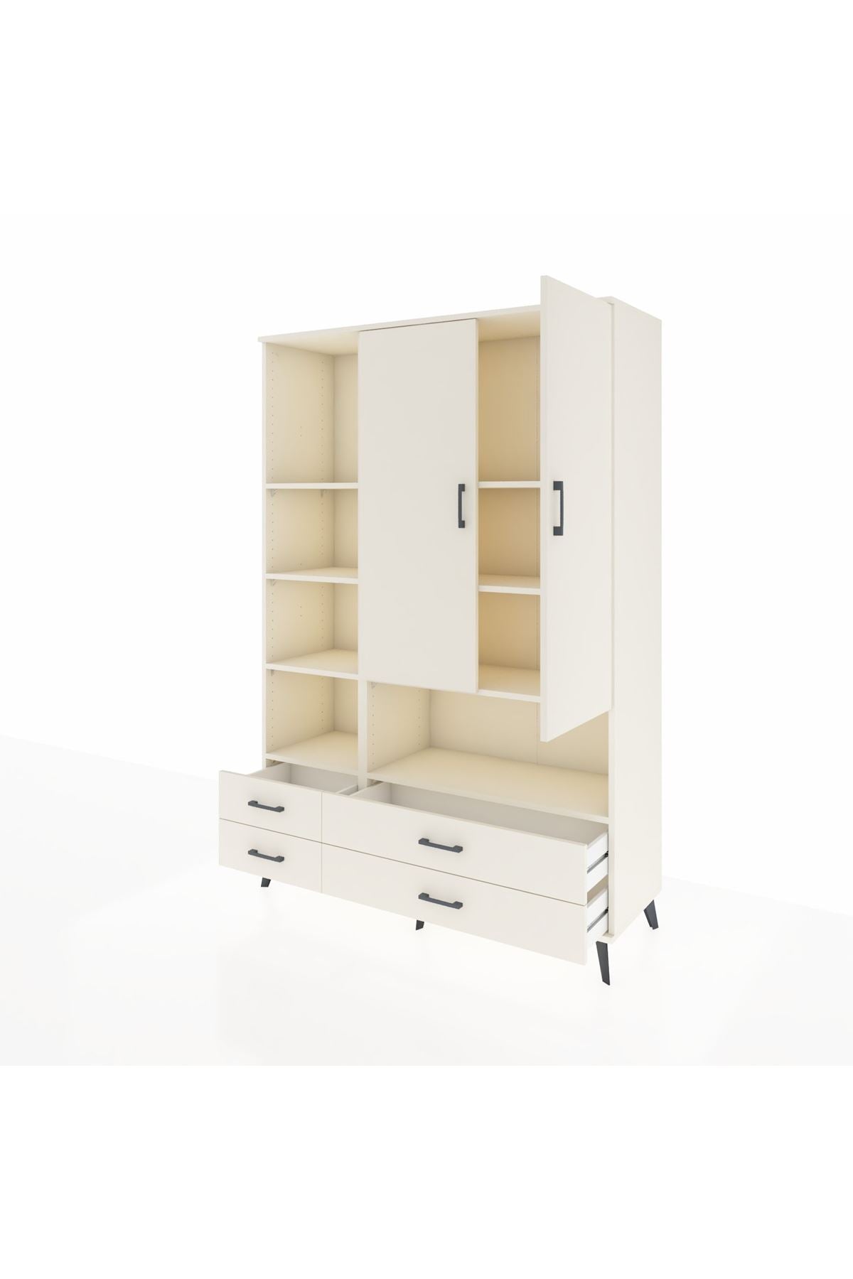 Hyperion Dolap 8 Raflı 4 Çekmeceli 2 Kapaklı 132x44x195 Aytaşı-Aytaşı/Aytaşı