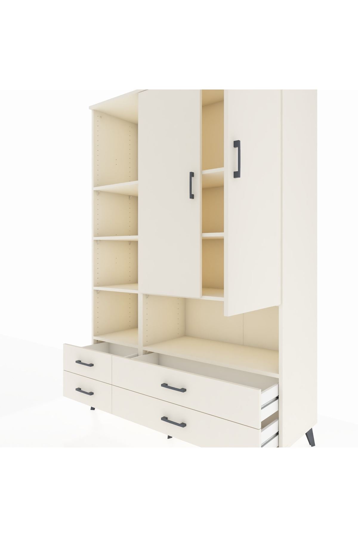 Hyperion Dolap 8 Raflı 4 Çekmeceli 2 Kapaklı 132x44x195 Aytaşı-Aytaşı/Aytaşı