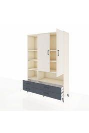 Hyperion Dolap 8 Raflı 4 Çekmeceli 2 Kapaklı 132x44x195 Aytaşı-Aytaşı/Antrasit