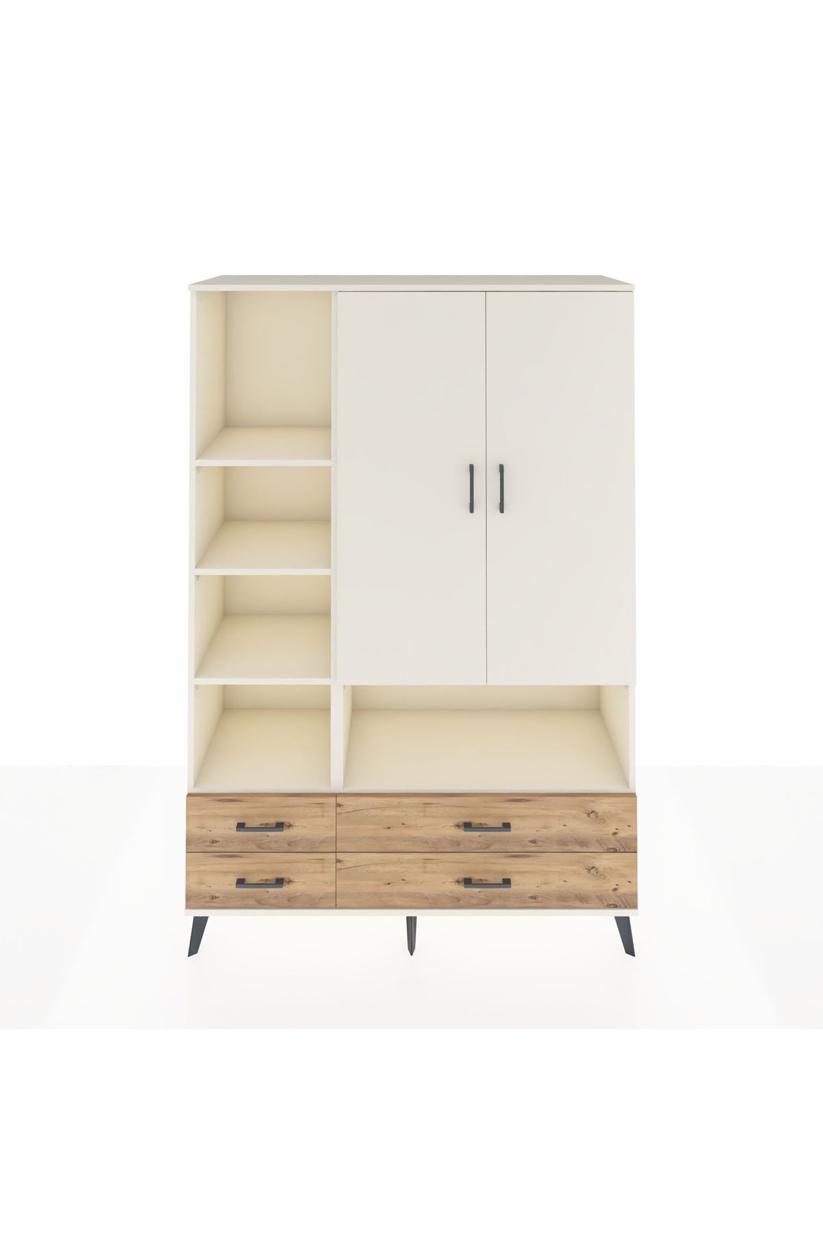 Hyperion Dolap 8 Raflı 4 Çekmeceli 2 Kapaklı 132x44x195 Aytaşı-Aytaşı/Çam