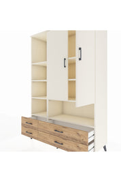 Hyperion Dolap 8 Raflı 4 Çekmeceli 2 Kapaklı 132x44x195 Aytaşı-Aytaşı/Çam