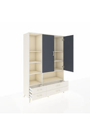 Hyperion Dolap 8 Raflı 4 Çekmeceli 2 Kapaklı 132x44x195 Aytaşı-Antrasit/Aytaşı