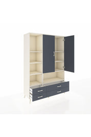 Hyperion Dolap 8 Raflı 4 Çekmeceli 2 Kapaklı 132x44x195 Aytaşı-Antrasit/Antrasit