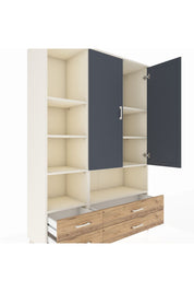 Hyperion Dolap 8 Raflı 4 Çekmeceli 2 Kapaklı 132x44x195 Aytaşı-Antrasit/Çam