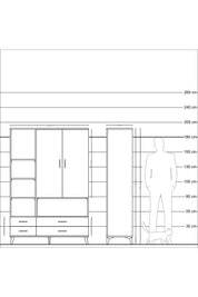 Hyperion Dolap 8 Raflı 4 Çekmeceli 2 Kapaklı 132x44x195 Antrasit-Çam/Antrasit