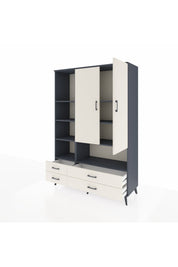 Hyperion Dolap 8 Raflı 4 Çekmeceli 2 Kapaklı 132x44x195 Antrasit-Aytaşı/Aytaşı