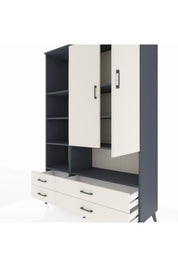 Hyperion Dolap 8 Raflı 4 Çekmeceli 2 Kapaklı 132x44x195 Antrasit-Aytaşı/Aytaşı