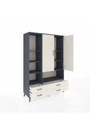 Hyperion Dolap 8 Raflı 4 Çekmeceli 2 Kapaklı 132x44x195 Antrasit-Aytaşı/Aytaşı